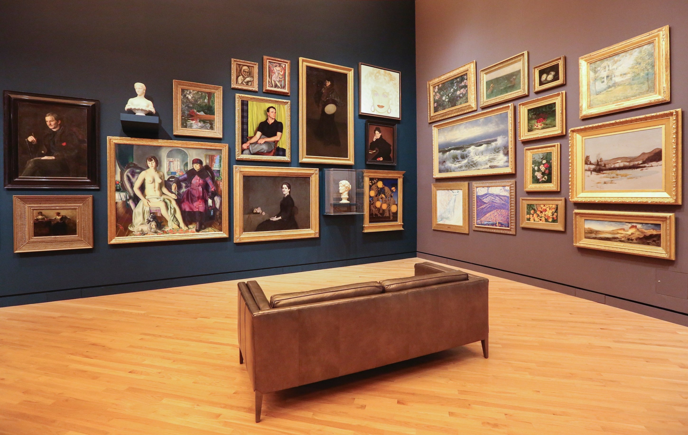 art gallery with couch seating