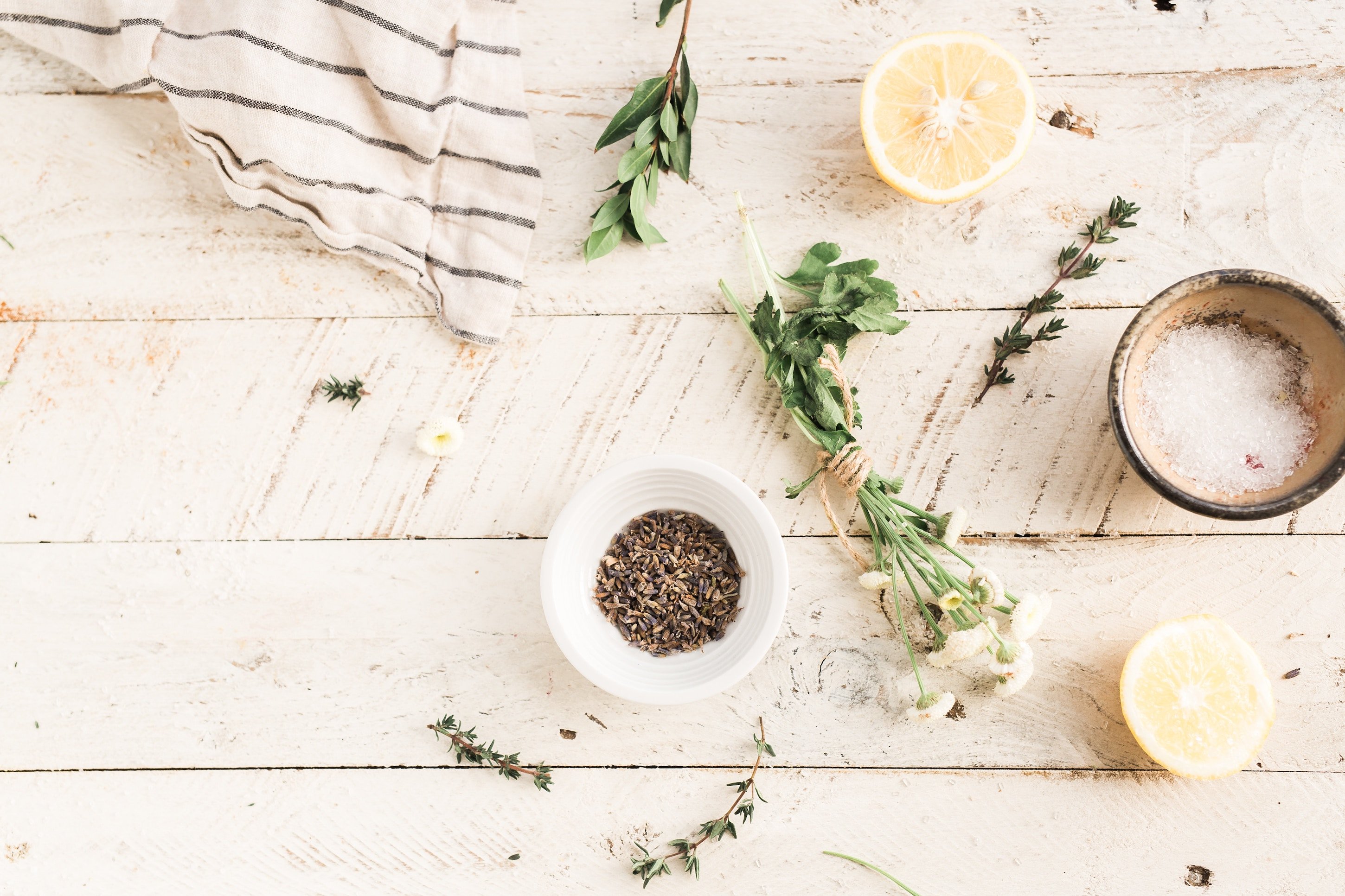 wellness herbs on table